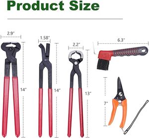 Kit d'outils de soin des sabots de cheval avec lime, coupe-ongles, couteau et brosse en acier inoxydable couleur unie pour farrier, lime à sabots de cheval - Product Image 3