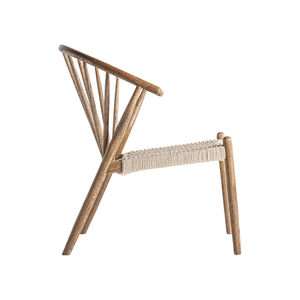 Sillón de Exterior Estilo Escandinavo Moderno, Asiento de Cuerda Tejida con Madera de Teca Sólida, Respaldo Ergonómico, Muebles de Patio Duraderos - Product Image 2