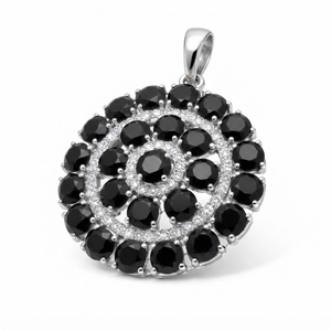 จี้รูปดอกไม้ทำจากหินออนิกซ์สีดำธรรมชาติ 100% สำหรับผู้หญิงจาก Rhaya Jewels ชุบโรเดียมบนเงินสเตอร์ลิง ดีไซน์เรียบง่าย เหมาะเป็นของขวัญ - Product Image 3