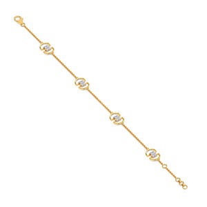 Pulsera de Diamantes con Círculos Gemelos, Cadena Doble de Oro Amarillo y Diseño Geométrico de Cuadrados Agrupados - Product Image 3