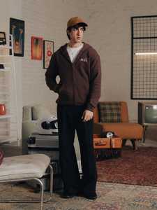 Sweat à capuche unisexe marron 100% coton 300 grammes Hiver Logo avant Prix compétitif sur le marché - Product Image 5