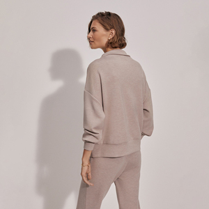 Sweat-shirt polaire imprimé personnalisé grande taille à manches longues pour femme, coupe oversize à épaules tombantes, pull demi-zip pour le printemps - Product Image 2