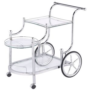 Chariot de service à 3 niveaux Reia Chrome avec roulettes, îlots et chariots de cuisine - Product Image 2