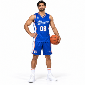 Conjunto de Camiseta sin Mangas y Pantalones Cortos de Baloncesto para Hombre en Tela de Malla Transpirable de Secado Rápido para Looks de Equipo Coordinados y Días de Partido - Product Image 2