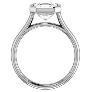 Anillo de Compromiso, Boda o Promesa Solitario de Plata de Ley 925 con Moissanita de Corte Asscher y Engaste de Bisel, Bañado en Oro Blanco - Product Image 3