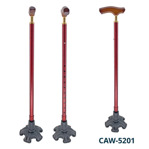 27-36" Adjustable Aluminum Alloy Lightweight Cane with Wood Grip and Rubber Foot <b>Pads</b> - Product Image 2
