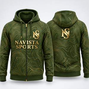 Sudadera con Capucha Navista Sports para Hombre, con Cierre, Rayas Negras, Verdes y Doradas, Transpirable, Tejida, Corte Regular, Estilo Deportivo Otoñal - Product Image 6