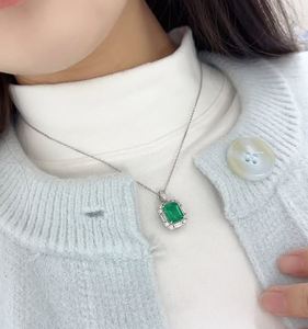Colombian Vivid Green Lab Grown Emerald Pendant 14k Gold Plated Sterling <b>Silver</b> Certified Luxury <b>Necklace</b> for Women Anniversary - Product Image 4
