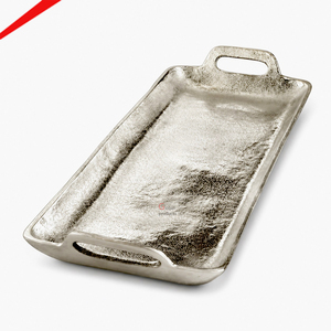 Plateau de service rectangulaire en métal argenté Royal Catering pour hôtels et restaurants, plateau décoratif pour boissons, plateau de table - Product Image 1