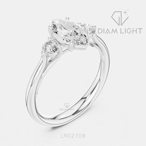 Bague de fiançailles en or blanc 14 carats avec diamant de laboratoire taille marquise 1,00 carat, certifiée IGI, bijoux fins pour femmes, idéale pour offrir - Product Image 2