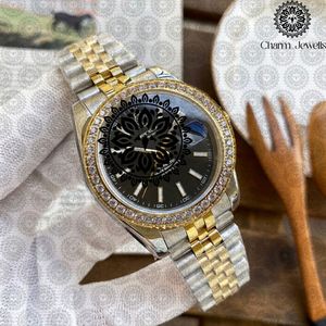 PISIN Montre automatique de luxe pour homme en or 41 mm avec verre saphir, lunette sertie de diamants, analogique, mécanique, fermoir pliant - Product Image 4