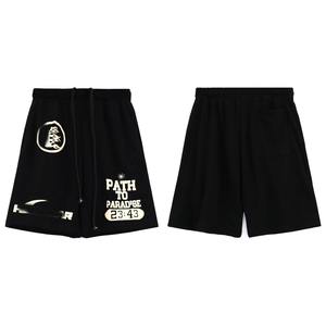 Pantalones Cortos Ligeros de Mezcla de Algodón para Hombre, con Bordado de Leopardo, Estilo Vintage, Cierre con Cordón y Función Antiarrugas - Product Image 4