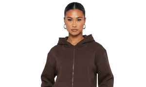 Women Solid Color Hooded Tracksuit Full Sleeve Loose Fit Cotton Sweatshirt With Side Pockets Autumn Casual Wear - Product Image 4