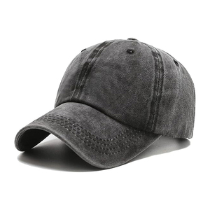 Custom Acid Wash <b>Black</b> Cotton <b>Baseball</b> <b>Cap</b> Vintage Carbon Grey Distressed Dad Hat 5Panel Unstructured Adjustable Breathable Bows - Product Image 6