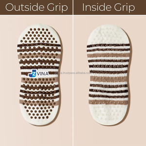 JZVINA Calcetines antideslizantes de dos lados para mujer, calcetines de Pilates a rayas de colores, calcetines antideslizantes transpirables para entrenamiento en estudio de Fitness - Product Image 4