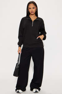 Sudadera con media cremallera para mujer al por mayor, estilo oversize, casual, de forro polar, proveedor de ropa urbana en EE. UU. - Product Image 2