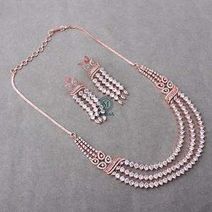 Nancy Triple Layered Designer Necklace Set-Gold Plated Zirconia Fashion Jewelry for Festivals - Product Image 2