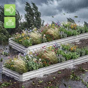 Bac à légumes surélevé en métal commercial 12x4x1 pieds pour l'extérieur, pour légumes et fleurs, couleur argent - Product Image 5
