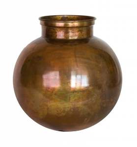 Vase et pot à eau vintage en cuivre pur, fabriqués à la main - Vase à fleurs rond en métal antique décoratif pour la décoration de la maison, hôtel de luxe - Product Image 1