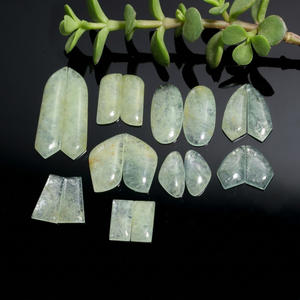 Paire de pierres précieuses d'aquamarine verte naturelle |   Pierres Symétriques |   Boucles d'oreilles en argent massif |   Artisans de fournitures pour la création de bijoux - Product Image 2