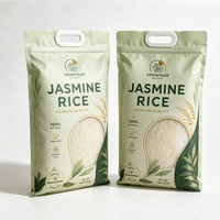 Bolsas de Embalaje de Arroz Impresas Personalizables, Bolsas con Cierre y Ventana, Aptas para Alimentos, con Asas, para 1-5 kg de Arroz
