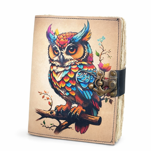 Cuaderno de Cuero con Estampado de Búho, 100 Hojas, Regalo, Papel Vintage, Cuaderno de Dibujo, Caligrafía - Product Image 1