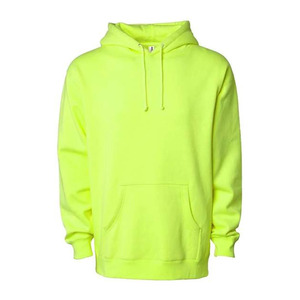 เสื้อฮู้ดผู้ชายสีเหลืองนีออน ผ้าฟลีซสีพื้น ดีไซน์กระเป๋าแบบลำลอง ทรงปกติ เหมาะสำหรับใส่ในฤดูหนาวและกิจกรรมกลางแจ้ง ผลิตจากผ้าฝ้าย 100% - Product Image 5