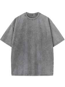T-shirt Oversize en Coton 100% Lavé à l'Acide, Confortable, Style Urbain, Couleur Unie, Tricoté, Vente en Gros - Product Image 6