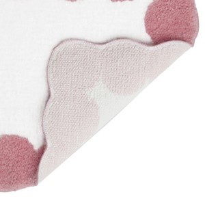 Pink Scalloped Edge <b>Bath</b> Mat Cotton Tufted Non-Slip Rectangle Classic Style Home Use Pattern Woven Latex Backed <b>Pet</b> Friendly - Product Image 6