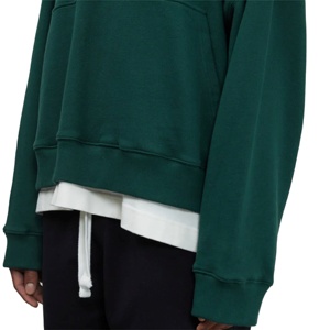 High Quality Cotton French Terry Men's Regular Fit Hoodie <b>Thick</b> <b>Fleece</b> Quick Dry Breathable Pocket Drop Shoulder Solid Custom - Product Image 2