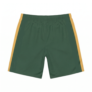 Short de plage OEM/ODM pour homme, coupe-vent uni en polyester/nylon 160 g/m² avec cordon de serrage, empiècements latéraux marron et rose - Product Image 2