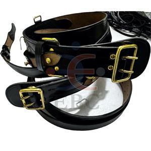 Lujoso equipo de campo de la Commonwealth británica Sam Browne cinturón de cuero cosido a mano Aleación de cuero genuino para hebilla estilo Formal - Product Image 1