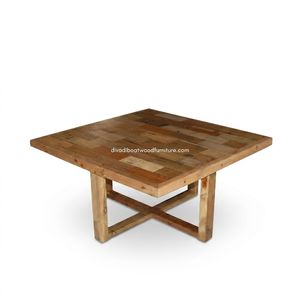 Rustic Handmade Wood <b>Coffee</b> <b>Table</b> Reclaimed Boat Wood Antique Square Top Natural Finish Indoor Outdoor Living Room Furniture - Product Image 1