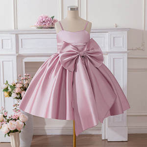 Vestido de Fiesta de Lujo para Niñas de 1 a 12 Años, Elegante Vestido de Satén y Tul para Cumpleaños, Bodas, Damas de Honor, con Lazo Grande - Product Image 2