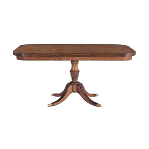 Table à manger extensible à piétement unique en chêne Burr - Product Image 1