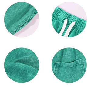 กางเกงขาสั้นผู้ชาย OEM/ODM ผ้าฝ้ายออร์แกนิคสีพื้น สไตล์ไฮสตรีท ล้างสีแบบซันเฟด ขอบเอวยางยืด เสื้อผ้าสตรีทแวร์สำหรับผู้ชาย - Product Image 6