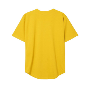 Maillot de baseball jaune avec passepoil noir, classique, boutonné, manches courtes, en tissu mesh respirant, unisexe adulte, vente en gros, personnalisable - Product Image 2