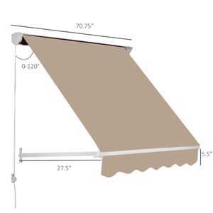 Tenda da Sole Manuale Retrattile da Esterno con Braccio a Goccia da 1,8 m, Telaio in Alluminio, Protezione Solare UV e Accessori - Product Image 3
