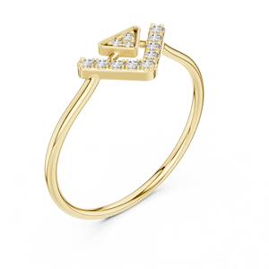 Bague en or jaune de luxe à motif géométrique triangulaire en V pour femme, bijou de mode minimaliste et tendance, cadeau d'anniversaire - Product Image 4