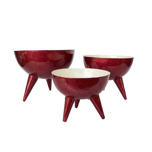 Brûleur d'encens en laiton rouge artisanal, doré, perforé, avec support trépied en métal rouge, pour aromathérapie - Product Image 4