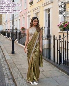 Regal River Traditional Embroidered Fendy Silk <b>Saree</b> <b>Blouse</b>-Moisture Wicking Wrinkle Free Regular Fit Diwali Party Winter Summer - Product Image 2