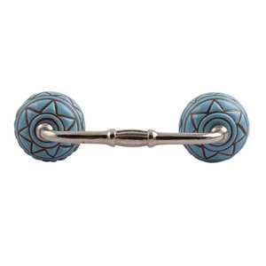 Poignée d'armoire en vrac fait à la main bleu en céramique marron motif pont en gros poignées de commode Lot Vintage tiroir armoire porte tirer - Product Image 1