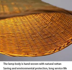 Lámpara de Techo LED Moderna Hecha a Mano con Forma de Sombrero de Bambú Tejido, Luz Blanca Cálida para Mesa de Comedor o Restaurante - Product Image 6