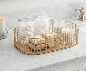 Handmade <b>Gold</b> Plated Metal Wire <b>Basket</b> With Elegant Design Perfect For Kitchen Fruit <b>Storage</b> And Hotel Essentials - Product Image 3