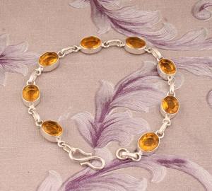 Bracelet en citrine, argent sterling 925, bijoux en pierres précieuses faits à la main, bracelet en cristal jaune naturel, cadeau de mode pour femmes - Product Image 1