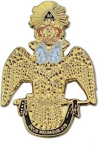 เครื่องประดับเมสันระดับ 33 ของพิธีกรรมสก็อตแลนด์ - ปีกยกขึ้น - เครื่องประดับคอเมสัน งานฝีมือเมสัน ปีกยกขึ้น เครื่องประดับฟรีเมสัน - Product Image 4