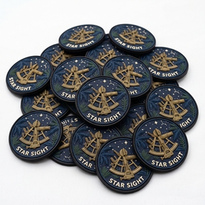 Badge rond en PVC et caoutchouc personnalisé avec motif étoile, pour sextant de navigation, fixation auto-agrippante, directement de l'usine - Product Image 1