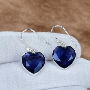 Tanzanite Heart <b>Earrings</b> <b>Solid</b> 925 Sterling <b>Silver</b> Dangle <b>Earrings</b> Handmade Bezel Setting Gemstone Drop <b>Earrings</b> For Women - Product Image 2