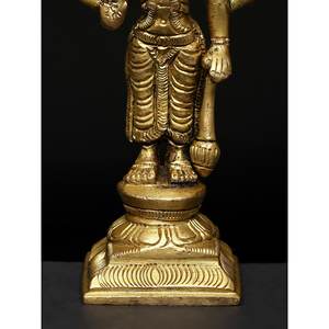 Escultura hecha a mano de latón de 4 \ "pequeño Lord Vishnu de pie hecha en India - Product Image 1