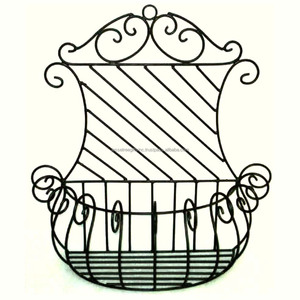 Soporte votivo para colgar en la pared de alambre de Metal con acabado de recubrimiento en polvo negro diseño curvo excelente calidad para la decoración del hogar - Product Image 1